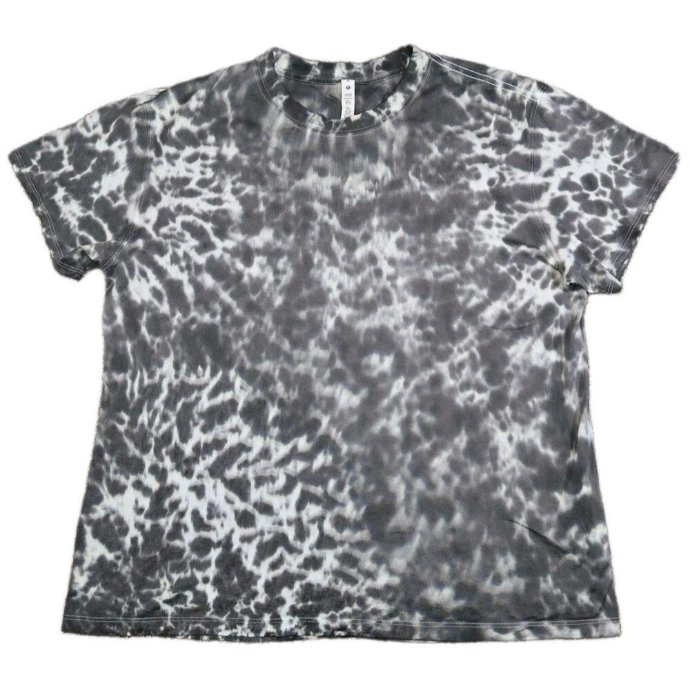 Lululemon All Yours Tee Womens Size 12 Gray Tie Dye Pima Cotton T Shirt